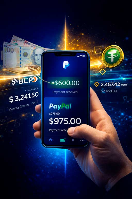 Cambio PayPal a Soles y USDT